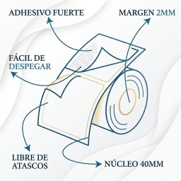 Thermal labels roll size 40x25mm (1000 labels/roll)
